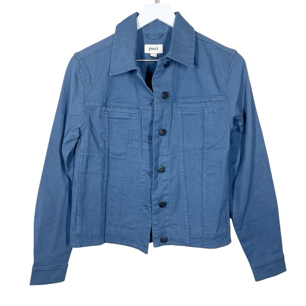 Pact Womens Twill Shadow Blue Organic Cotton Denim Jacket Size XS Casual - Picture 2 of 11